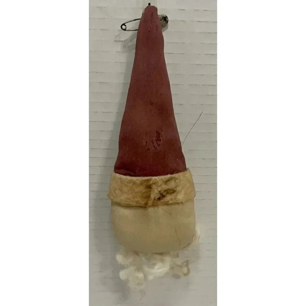 Santa Claus With Long Hat & Scraggly‎ Beard Plush Christmas Ornament 7 Inches